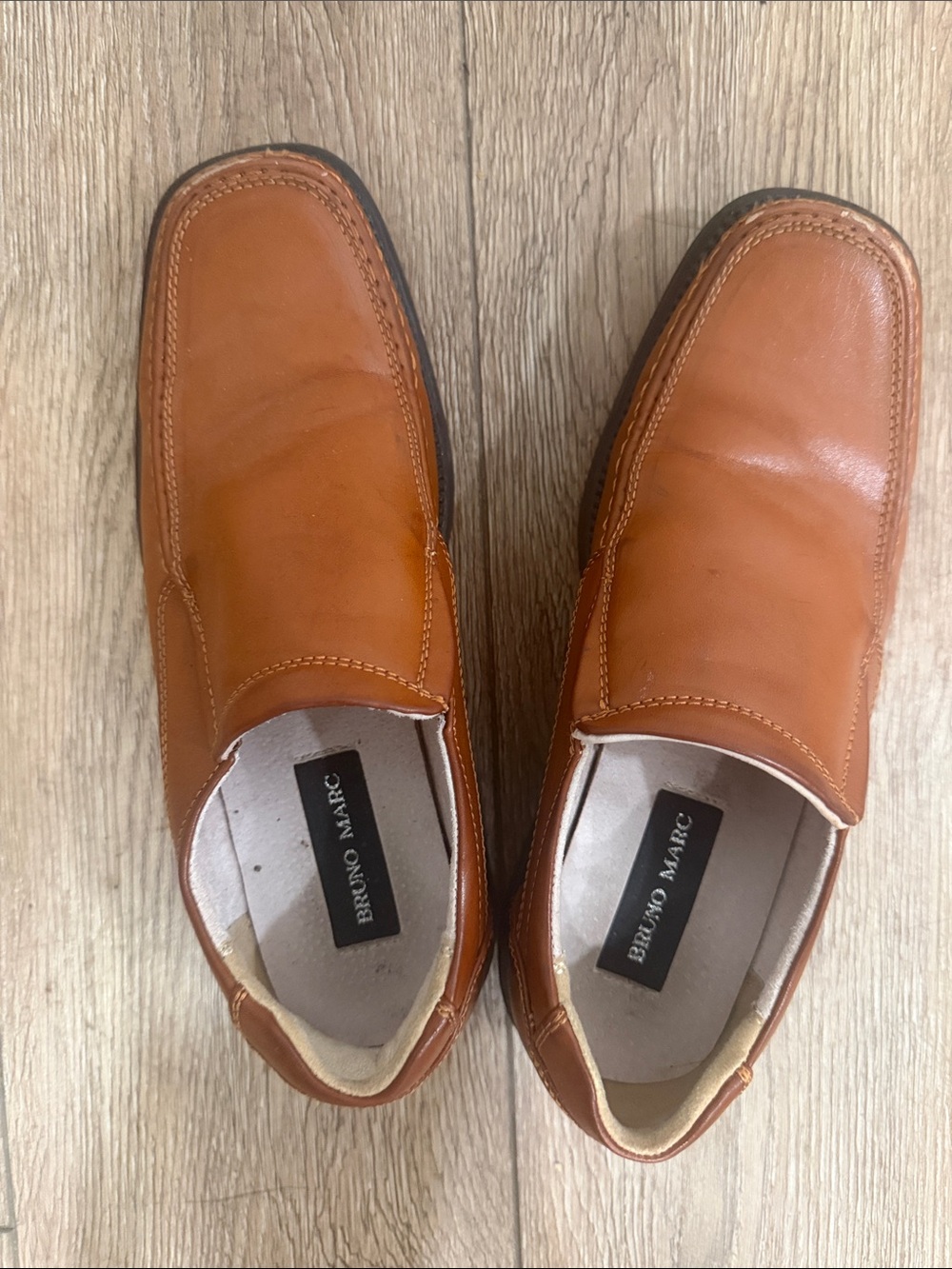 Bruno Marc Men's Tan Leather Slip-On Loafers